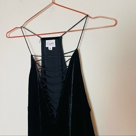NWOT Revolve Cami NYC Black Velvet Criss Cross Top Small - Picture 5 of 8